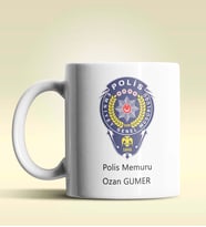 Kişiye Özel Polis Memuru 2 Tasarımlı Beyaz Kupa Bardak
