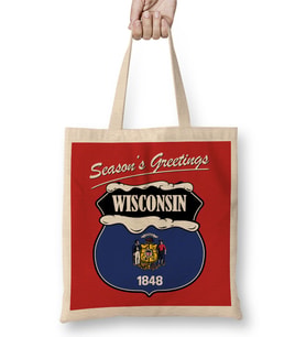 Seasons Greetings Wisconsin Christmas Bez Çanta Uzun Saplı