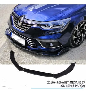 Renault Megane 4 Ön Lip Parlak Siyah 3 Prç Kulaklı ABS Kolay Kurulum