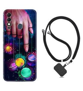 Tecno Spark 8T Kılıf Silikon Boyun Askılı İpli Desenli Silikon Finger planet 1740