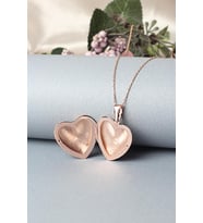 Resimlik Kolye Kalp Bonbeli Madalyon Gümüş Zincir 925 Ayar Kolye (Rose)