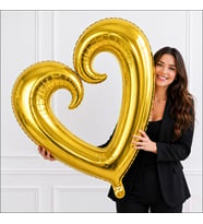 İçi Boş Kalp Folyo Balon, 100 cm - Altın