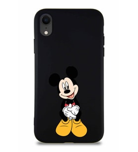 Apple iPhone XR Soft Premier Kapak Mickey Mouse-A Tasarımlı Silikon Kılıf - Siyah (Şeffaf)