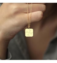 Kişiye Özel 925 Ayar Gümüş Tasarım Puzzle Kolye (Gold)