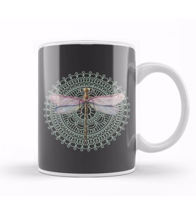 Dragonfly On Mandala Kupa Bardak Porselen