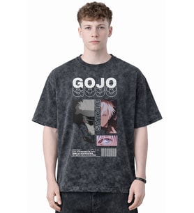 Gojo Satoru Jujutsu Kaisen Anime Baskılı Unisex Oversize Yıkamalı Tişört