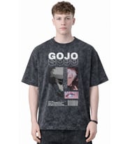 Gojo Satoru Jujutsu Kaisen Anime Baskılı Unisex Oversize Yıkamalı Tişört