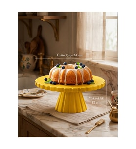 Kek Pasta Sunum Standı Cupcake Standı 24 cm Sarı