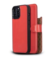 Bouletta Apple iPhone 13 Pro Max Uyumlu Deri Cüzdanlı Kılıf NU7 Nar Çiçeği