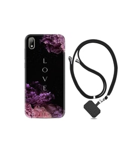 Huawei Y5 2019 Kılıf Silikon Desen Boyun Askılı Love Flow 1664