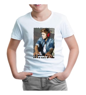 Justin Bieber - Board Beyaz Çocuk Tshirt