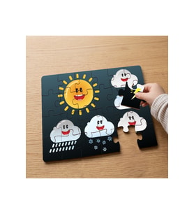 Gülümseyen Güneş Bulutlar Tasarımlı 24 Parça Ahşap Çocuk Puzzle MPK0563