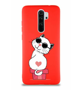 Xiaomi Redmi Note 8 Pro Soft Premier Kapak Coolcat Tasarımlı Silikon Kılıf - Kırmızı (Şeffaf)