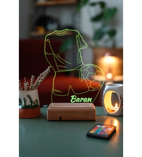 Hediyelik 3D Forma ve Futbol Topu Led Masaüstü ve Gece Lambası