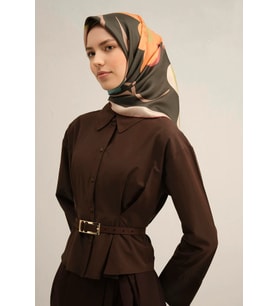 Armine Sura İpek Eşarp 9317-82 Yeşil Karışık Desen