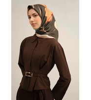 Armine Sura İpek Eşarp 9317-82 Yeşil Karışık Desen