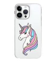 Apple iPhone 14 Pro Uyumlu Kapak Unicorn Tasarımlı Şeffaf Silikon Kılıf