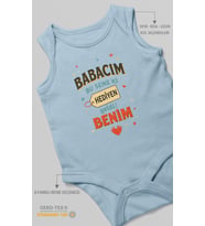 Babacım Bu Sene Ki Hediyen Geldi Benim Baskılı Bebek Zıbını – Çıtçıtlı Body  %100 Pamuk Sıfır Kol (Bebek Mavisi)