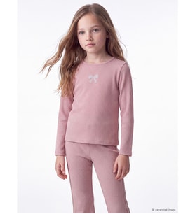 LCW Kids Pembe Fiyonk Baskılı Kız Çocuk Tişört