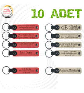 Nar Çiçeği & Sütlü Kahve, 10’lu Set, Tarih ve İsimli Deri Anahtarlık, Yaratıcı Yazarlık Kursuna Anı