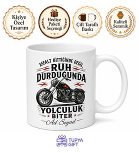 Motosiklet Tutkunu Rüzgarın Oğlu İki Teker Özgürlüğü Baskılı Porselen Kupa Bardak Hediye