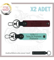 Motor Tutkunlarına Özel İsim Plaka, B- Kan Grubu Yazılı Özel Üretim x2 Anahtarlık, Turkuaz-Bordo-Syh (Çok Renkli)