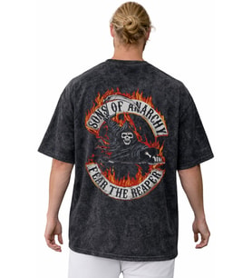 Sons Of Anarchy Rock Metal Müzik Grubu Baskılı Unisex Oversize Vintage Yıkamalı Tişört