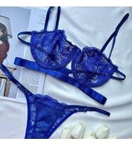 Saks Mavi Dantelli Sütyen Tanga Takımı