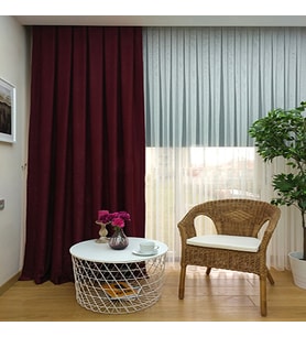 Evdepo Home Bordo Düz Renk Soft Fon Perde, Pilesiz Düz Dikim, Tek Kanat