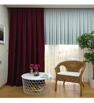 Evdepo Home Bordo Düz Renk Soft Fon Perde, Pilesiz Düz Dikim, Tek Kanat