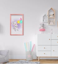 BK Home Tatlı Ayıcık Tasarımlı Dekoratif Pembe Ahşap Çerçeveli Çocuk Odası Tablo-3