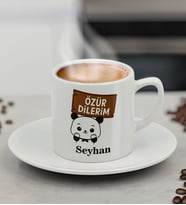 BK Gift Kişiye Özel Özür Dilerim Tasarımlı Türk Kahvesi Fincanı, Özür Dileme Hediyesi
