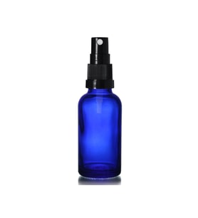 30ml mavi cam, siyah sprey başlıklı şişe, 24 adet, cam şişe, sprey şişesi, ecza şişesi, dropper şişe, medikal şişe