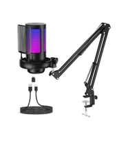 Profesyonel RGB USB Mikrofon Seti Podcast Yayın Oyun YouTuber Stüdyo ve İnfluencer Kayıt Mikrofonu