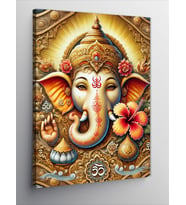 Kanvas Tablo Ganesh ve Çiçek Deseni