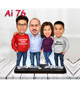 Kişiye Özel Ahşap Biblo - Aile Karikatür Biblo - 4 Kişilik Aile Biblo 33