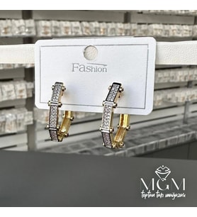 /Rodyum Zirkon Taşlı Pirinç Küpeler - Kp00172-1