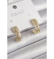 Pirinç Gold Renk Zirkon Taşlı Yarım Halka Model Kadın Küpe 5886 - SSSSSS7718-7278