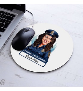 Kişiye Özel Hediye Karikatürlü En İyi Kadın Polis Memuru Mousepad