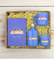 BK Gift Kişiye Özel İsimli DTF Anne Temalı Mavi Defter & Kahve Fincanı & Kolonya & Mum Hediye Seti-2, Anneye Hediye, Anneler Günü Hediyesi