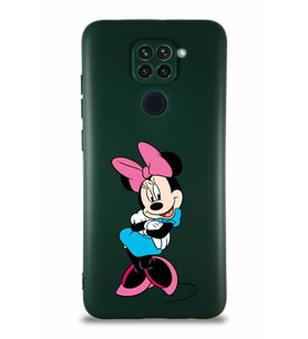 Xiaomi Redmi Note 9 Soft Premier Kapak Minnie Mouse-D Tasarımlı Silikon Kılıf - Yeşil (Şeffaf)
