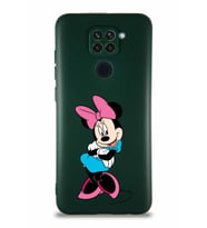Xiaomi Redmi Note 9 Soft Premier Kapak Minnie Mouse-D Tasarımlı Silikon Kılıf - Yeşil (Şeffaf)