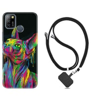 INFINIX Smart 4 5 6 Zero 8 S5 Pro Kılıf Boyun Askılı Silikon Color Cat 1754
