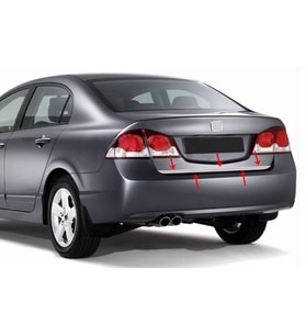 Honda Civic Formlu Krom Bagaj Alt Çıta 2006-2011 Paslanmaz Çelik