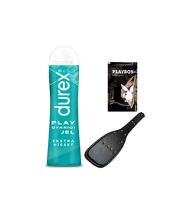 Durex Play Ekstra Hisset Bay Bayan Uyarıcılı Jel 50 ml + Siyah Deri Şaplak + Hediye