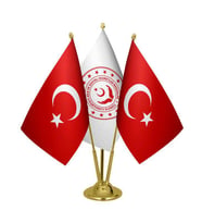 Masa Üstü Aile Bakanlığı Bayrağı Türk Bayrağı Üçlü Pirinç Direk Masa Bayrak Seti