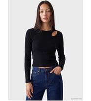 LC WAIKIKI Siyah Pencere Detaylı Kadın Fitilli Body