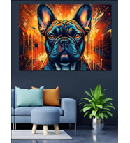 Renkli Modern Fransız Bulldog Dekoratif Kanvas - Mdf Ahşap Tablo