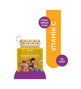 VİTAGO-Kids Gummies C Vitamini Içeren 60 Adet Çiğnenebilir Gummy Jel