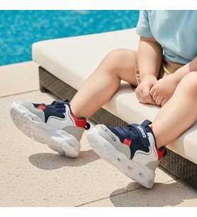 Wisco 018 Lacivert-Gri Cırtlı Işıklı Bebe Erkek Çocuk Spor Ayakkabı